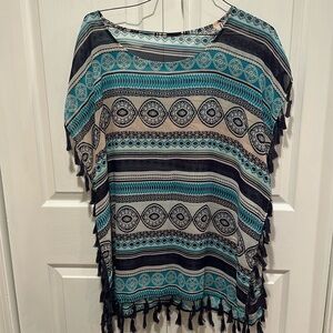 Boho Poncho/ Beach Cover Up. One size fits all. NWOT